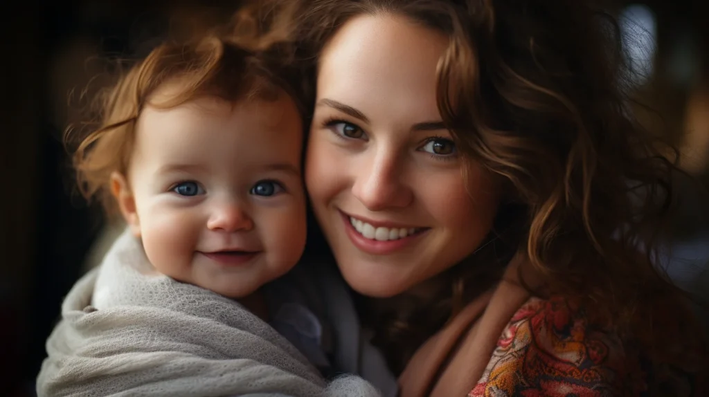 woman with cute baby