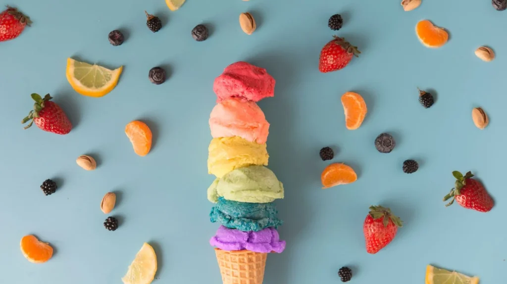 A fruit and nut-filled ice cream cone catering to pregnancy cravings.